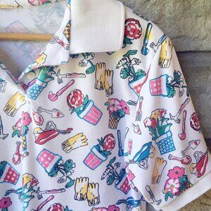 90s Novelty 'Gardener' Print Polo T-Shirt